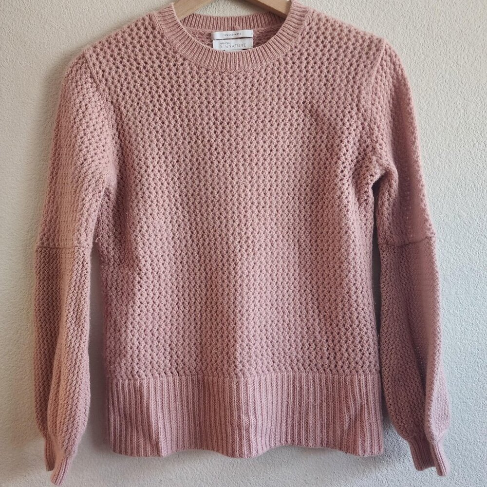 Nordstrom Signature Sweater Womens XS Pink 100% Cashmere Pullover Textured Knit